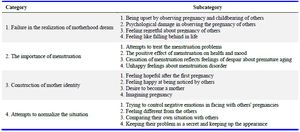 Table 2. Categories and codes of "distorted female identity"
