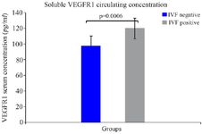 Figure 3. s-VEGFR1 level in the serum samples of IVF- and IVF+ groups (pg/ml)
