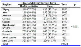 Table 3. Place of delivery by regional states