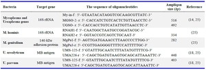 Table 1. The sequence of oligonucleotides used for detecting genital Mycoplasma