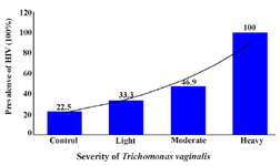 Figure 1. HIV infection in relation to T. vaginalis severity