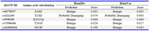 Table 3. nsSNP analysis by PolyPhen 2
